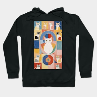 Hilma af Klint's Abstract Feline Wonderland: Whimsical Harmony Hoodie